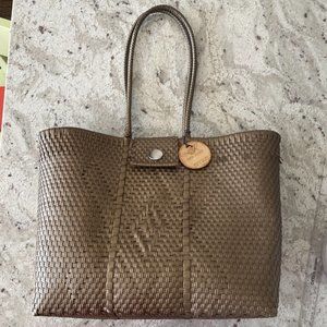 Maria Victoria Gold PVC  Double Handle Bag, Some Fraying/See Pics, Mexico